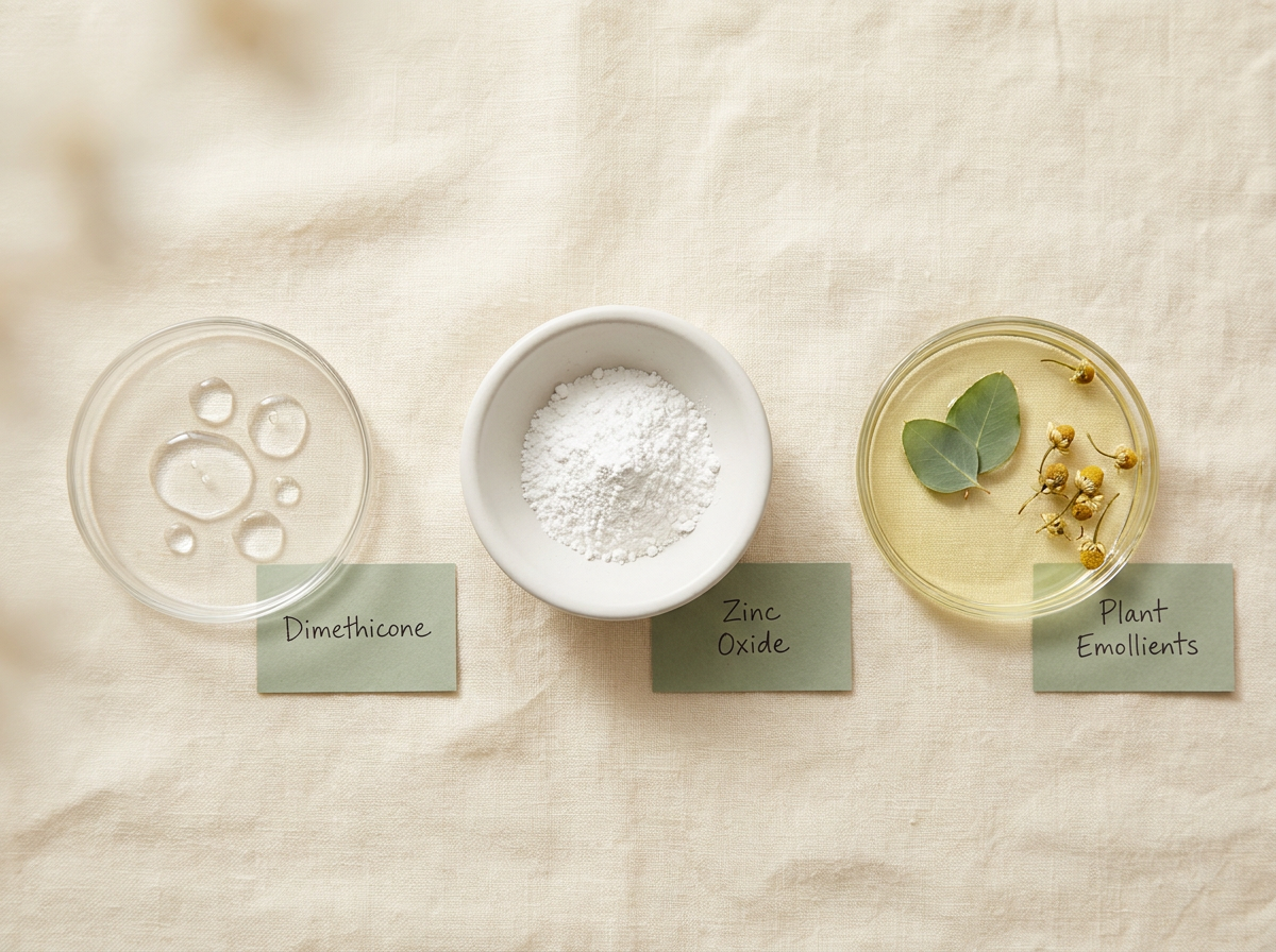 Aubellé Anti-Chafe Stick ingredients flat lay