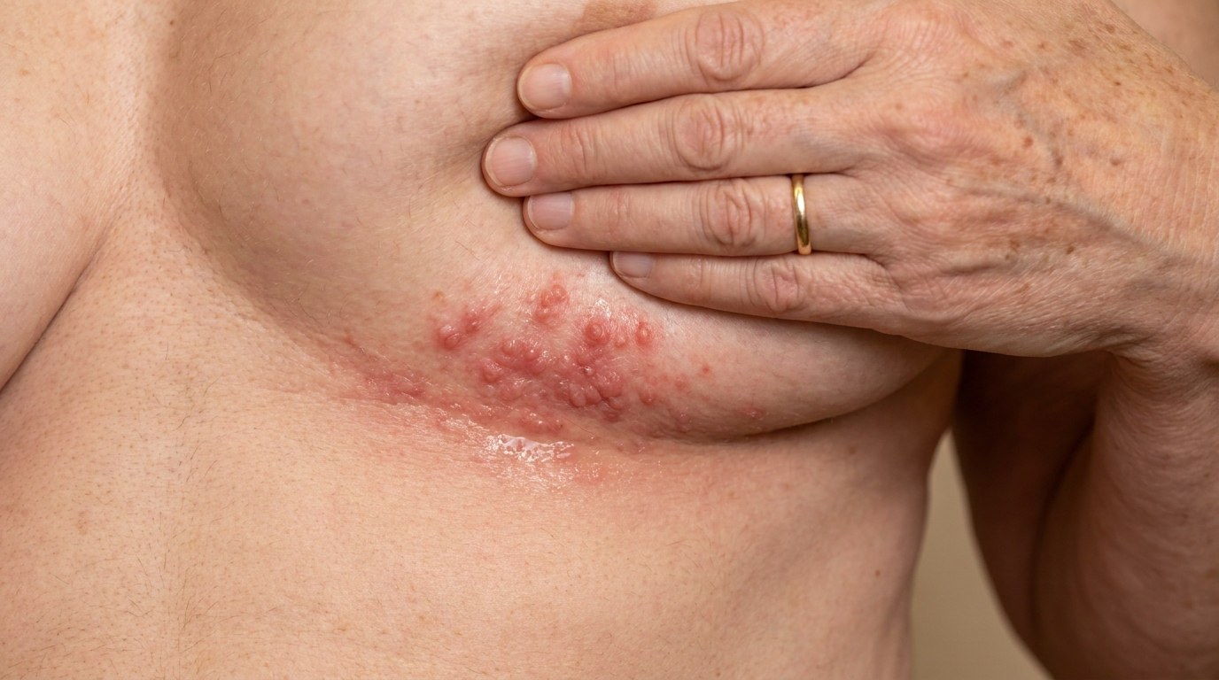 Close-up of skin fold rash